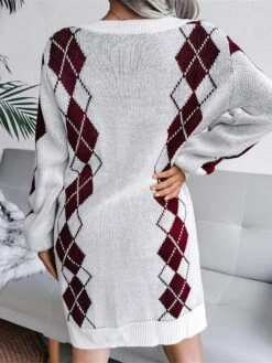 Women's Sweater Dress Winter Dress Jumper Dress Mini Dress Ruched Daily Date Going Out Active Fashion V Neck Long Sleeve 2023 Loose Fit Black White Sky Blue Color S M L Size -HANA Luxury Wear Shop zdwjbd1692862235547
