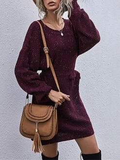 Women's Sweater Dress Jumper Dress Casual Dress Mini Dress Warm Pure Color Outdoor Casual Daily Going Out Crew Neck Long Sleeve Lace Up 2023 Loose Fit Wine Dark Gray Beige S M L 21 Women's Sweater Dress Jumper Dress Casual Dress Mini Dress Warm Pure Color Outdoor Casual Daily Going Out Crew Neck Long Sleeve Lace Up 2023 Loose Fit Wine Dark Gray Beige S M L -HANA Luxury Wear Shop zeygiz1695106686787