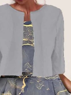 Women's Two Piece Dress Set Casual Dress Swing Dress Outdoor Daily Fashion Streetwear Mesh Patchwork Midi Dress Crew Neck Half Sleeve Ombre Marble Print Loose Fit Gray Summer Spring S M L XL XXL -HANA Luxury Wear Shop zfzjje1683281844523