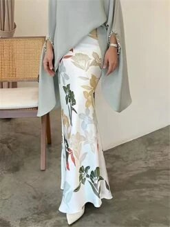 Women's Two Piece Dress Set Casual Dress Skirt Set Daily Going Out Elegant Modern Ruffle Print Long Dress Maxi Dress Stand Collar Long Sleeve Floral Regular Fit Blue Fall Winter S M L XL -HANA Luxury Wear Shop zkbtcf1693386291150