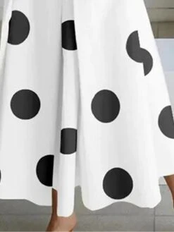 Women's Shirt Dress Casual Dress Swing Dress Maxi Long Dress Outdoor Office Daily Satin Fashion Modern Shirt Collar Button Pocket Sleeveless Summer Spring 2023 Regular Fit Black White Green Polka Dot -HANA Luxury Wear Shop zlkiao1684322630751