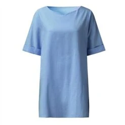 Women's Cotton Linen Dress A Line Dress Mini Dress Cotton Cotton Blend Casual Comfort Home Split Neck Pocket Rolled Cuff Half Sleeve Summer Spring Loose Fit Pink Light Blue Gray Pure Color S M L XL -HANA Luxury Wear Shop znpppm1654067354709