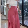 Women's Two Piece Dress Set Casual Dress Skirt Set Outdoor Date Fashion Streetwear Pocket Long Dress Maxi Dress One Shoulder Half Sleeve Plain Regular Fit Pink Summer Spring S M L XL XXL