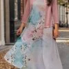 Women's Two Piece Dress Set Casual Dress Swing Dress Outdoor Office Fashion Streetwear Print Midi Dress Crew Neck 3/4 Length Sleeve Floral Ombre Regular Fit Pink Blue Purple Fall Winter S M L XL XXL -HANA Luxury Wear Shop zufiuk1697782923883