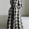 Women's Shirt Dress Casual Dress Swing Dress Maxi Long Dress Outdoor Office Daily Polyester Fashion Modern Shirt Collar Button Pocket Long Sleeve Fall Winter 2023 Loose Fit Brown Gray Plaid S M L XL -HANA Luxury Wear Shop zvvajf1694758095557
