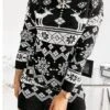Women‘s Christmas Sweater Dress Jumper Dress Winter Dress Warm Geometric Plaid Print Outdoor Christmas Casual Daily Crew Neck Long Sleeve 2023 Loose Fit Black Red Gray S M L XL XXL -HANA Luxury Wear Shop zzgfhh1694165721620